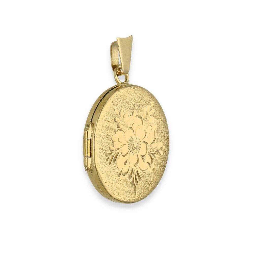 9ct Yellow Gold Round Flower Locket - 21x24x4mm - 3.1g