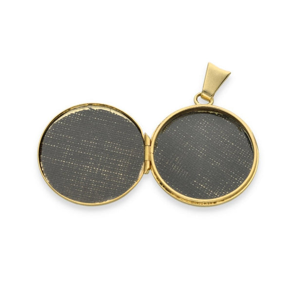 9ct Yellow Gold Round Flower Locket - 21x24x4mm - 3.1g