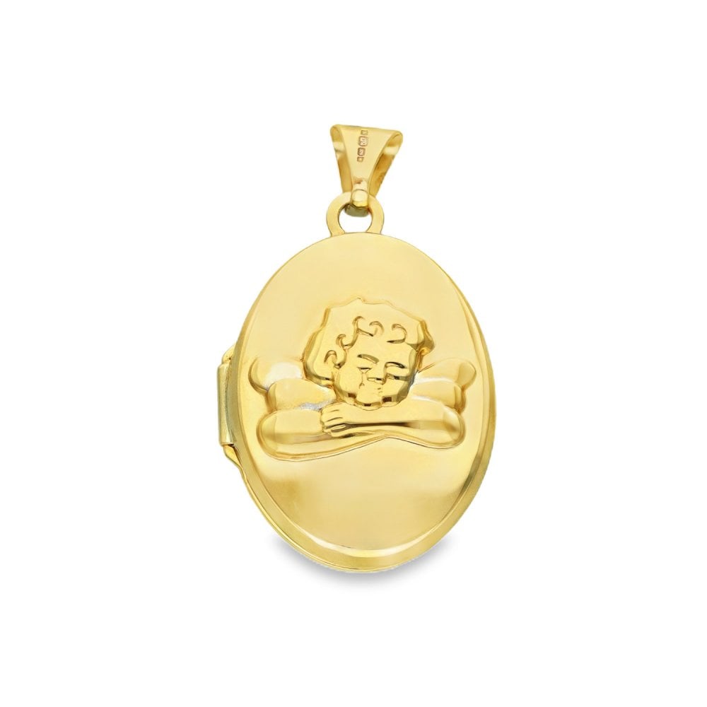 9ct Yellow Gold Oval Cupid Locket - 17x24x6mm - 1.5g