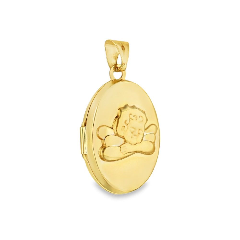 9ct Yellow Gold Oval Cupid Locket - 17x24x6mm - 1.5g