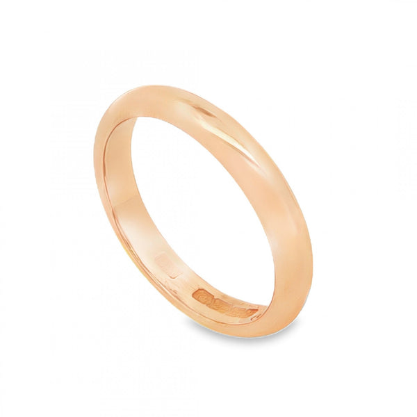 22ct Yellow Gold D-Shape Wedding Band - Size R - 3mm