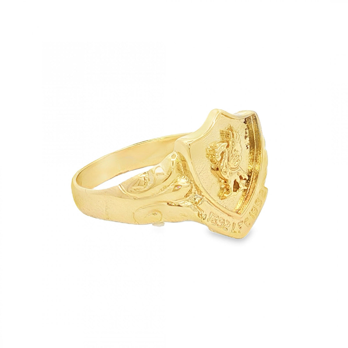 9ct Yellow Gold Liverpool Shield Signet Ring - Size U - 15mm