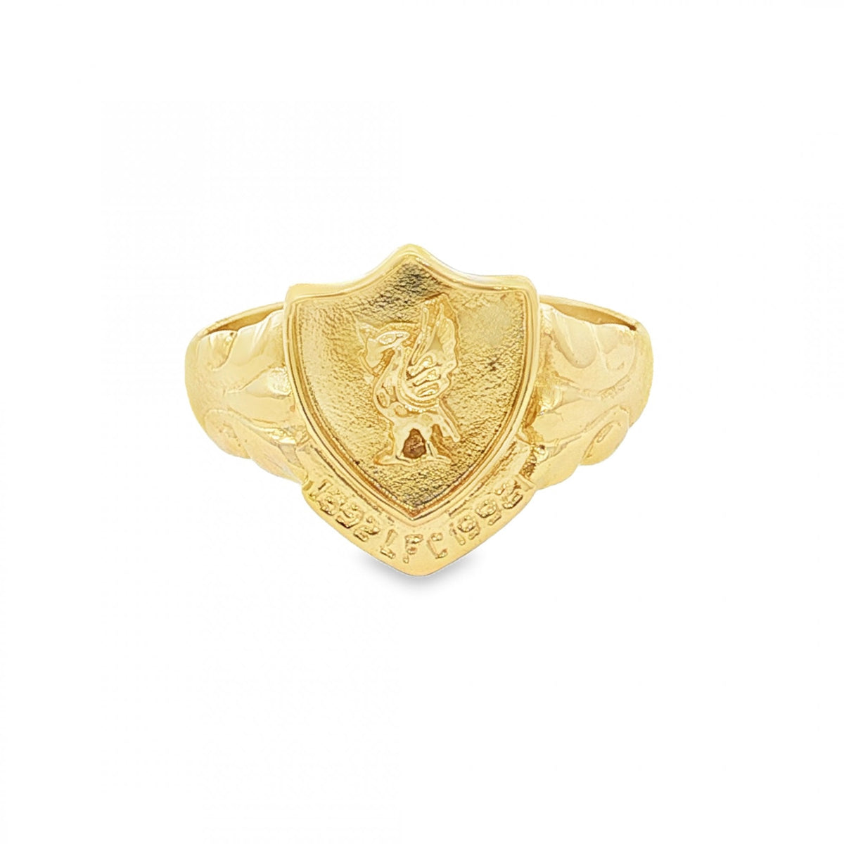9ct Yellow Gold Liverpool Shield Signet Ring - Size U - 15mm