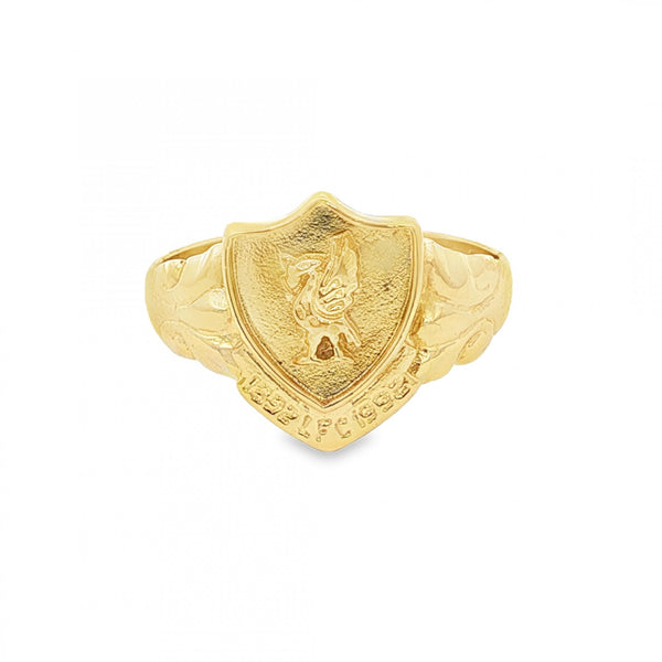 9ct Yellow Gold Liverpool Shield Signet Ring - Size U - 15mm