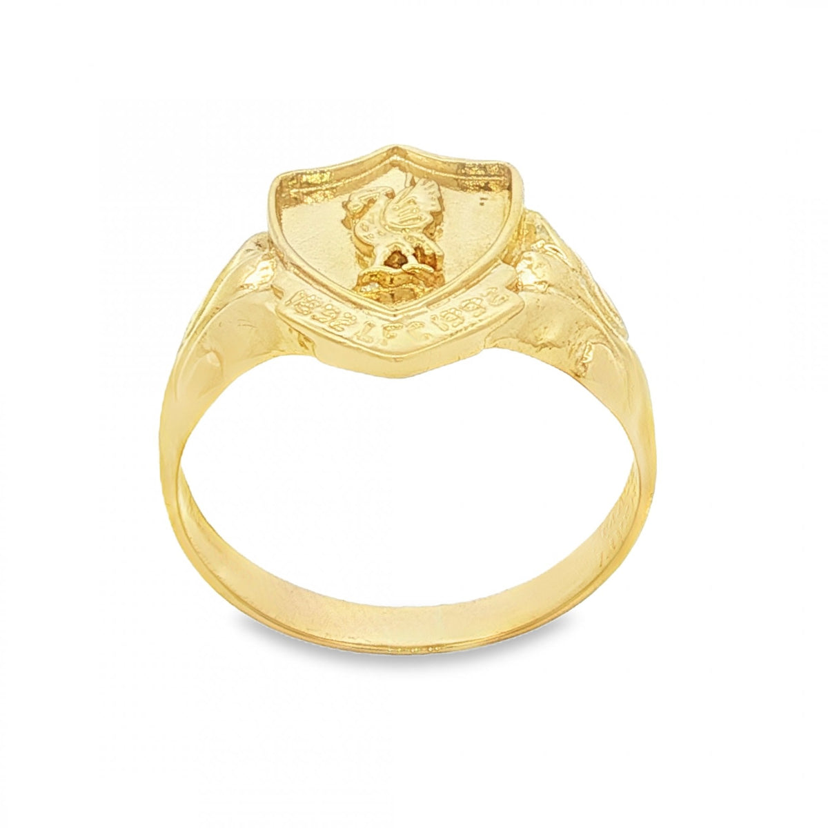 9ct Yellow Gold Liverpool Shield Signet Ring - Size U - 15mm