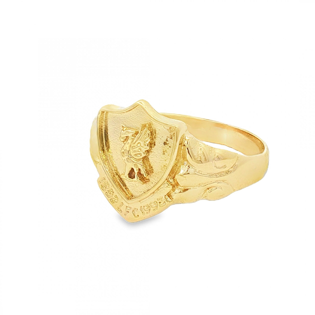 9ct Yellow Gold Liverpool Shield Signet Ring - Size U - 15mm