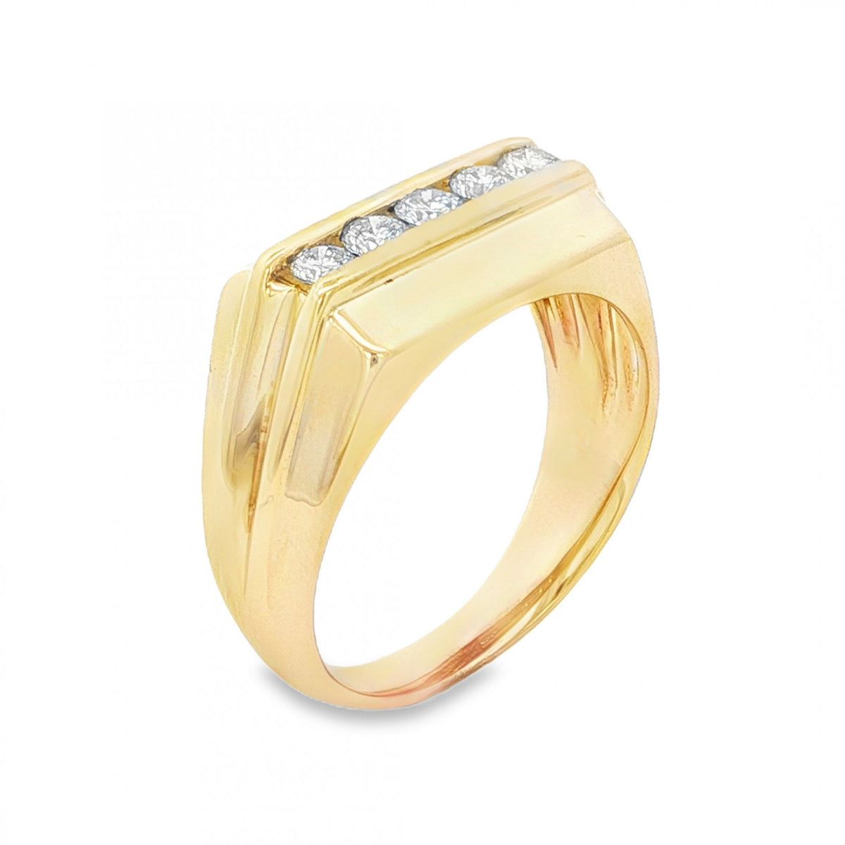 9ct Yellow Gold Diamond Signet Ring - Size S½ - 0.65ct