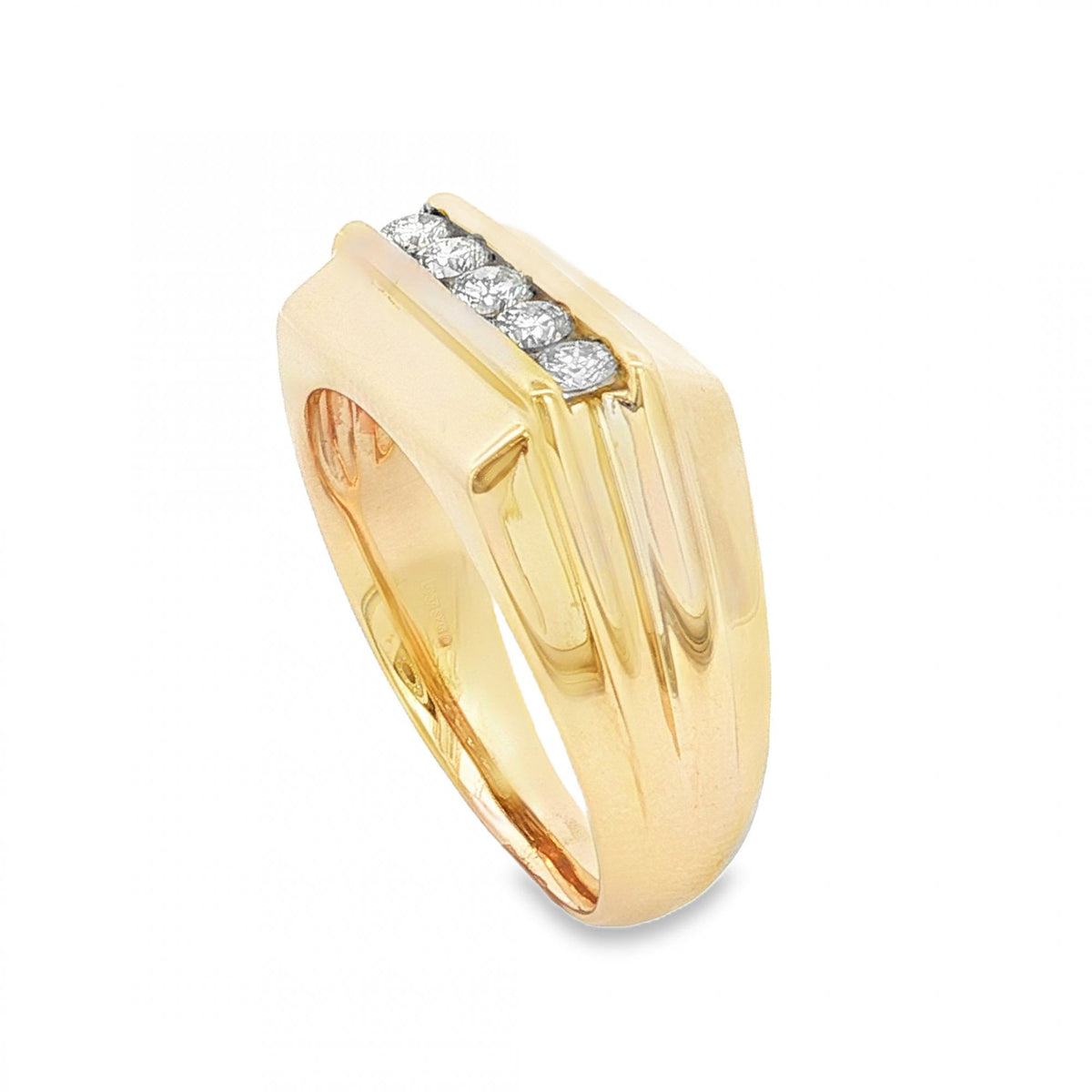 9ct Yellow Gold Diamond Signet Ring - Size S½ - 0.65ct