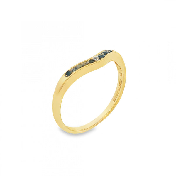 9ct Yellow Gold Sapphire & Diamond Enhancer Ring -Size M½ -1.5mm