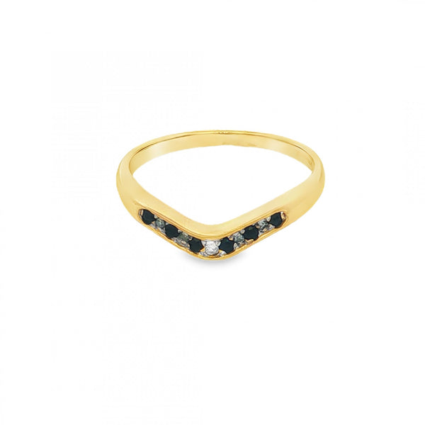 9ct Yellow Gold Sapphire & Diamond Enhancer Ring -Size M½ -1.5mm