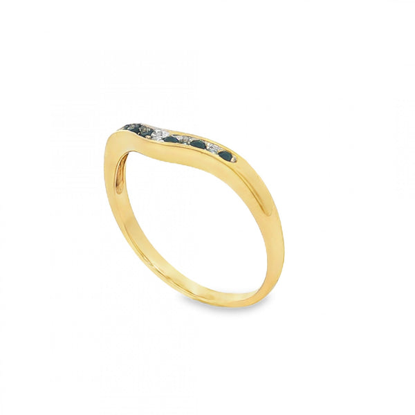 9ct Yellow Gold Sapphire & Diamond Enhancer Ring -Size M½ -1.5mm