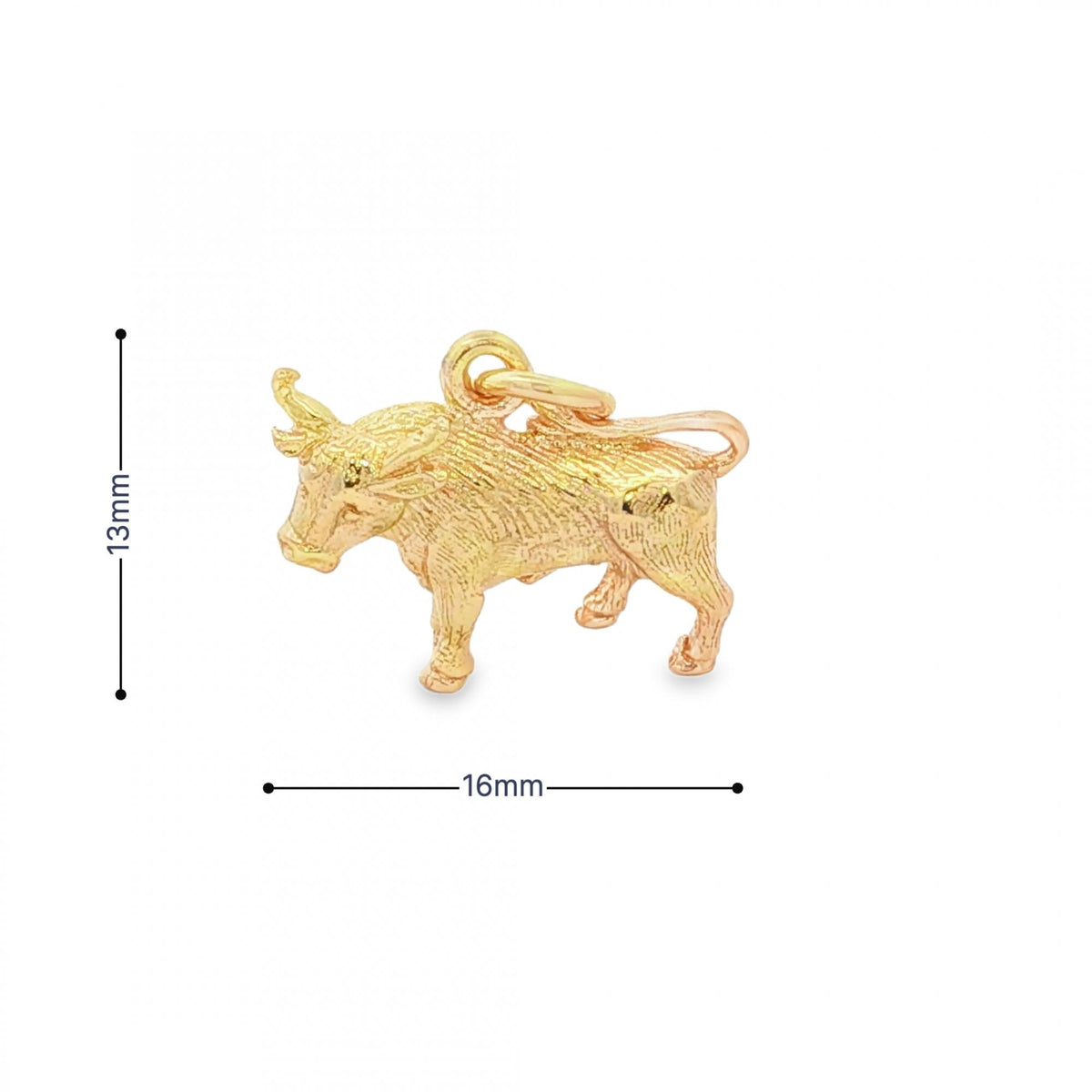 9ct Yellow Gold Bull Charm - 16x13x6mm - 3.0g