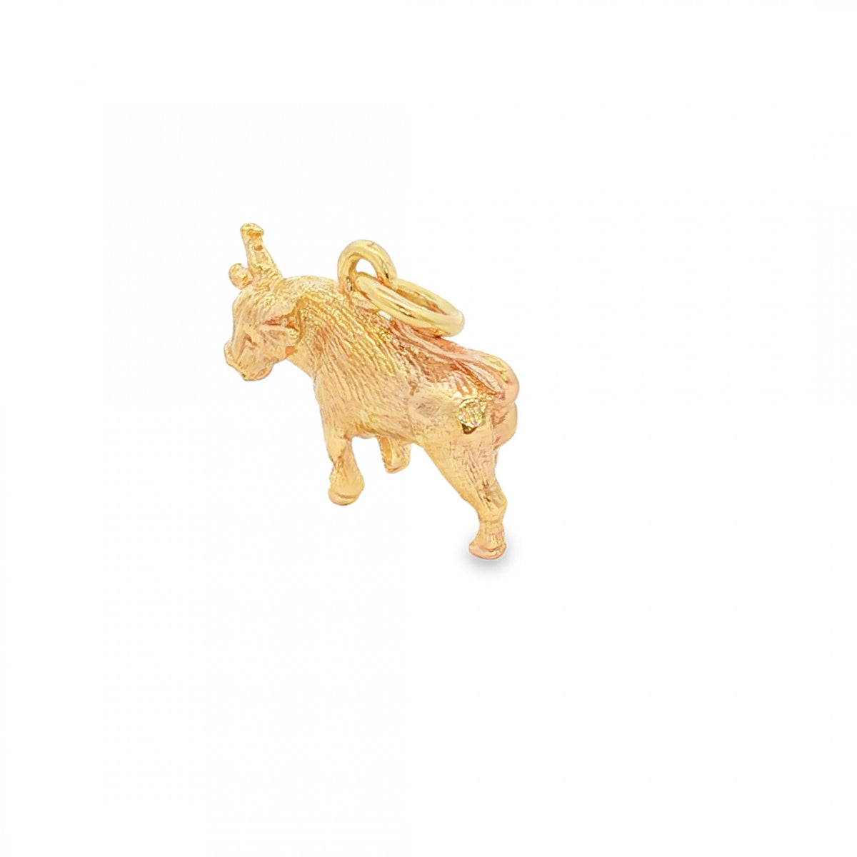 9ct Yellow Gold Bull Charm - 16x13x6mm - 3.0g