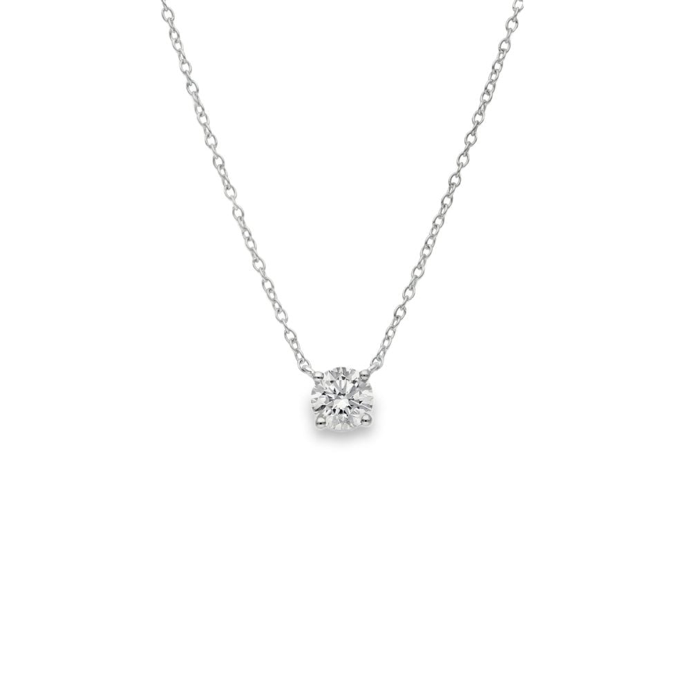 0.50ct White Gold Round-Cut Diamond Pendant & Chain - D/E/VS1