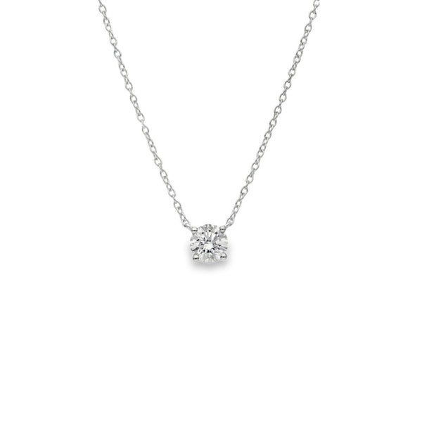 0.50ct White Gold Round-Cut Diamond Pendant & Chain - D/E/VS1