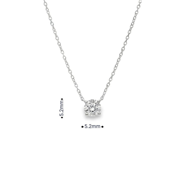 0.50ct White Gold Round-Cut Diamond Pendant & Chain - D/E/VS1