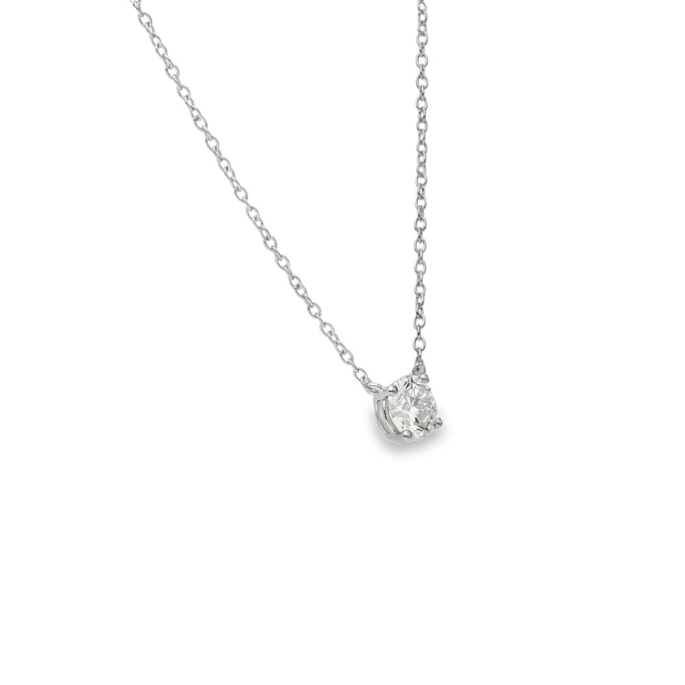 0.50ct White Gold Round-Cut Diamond Pendant & Chain - D/E/VS1