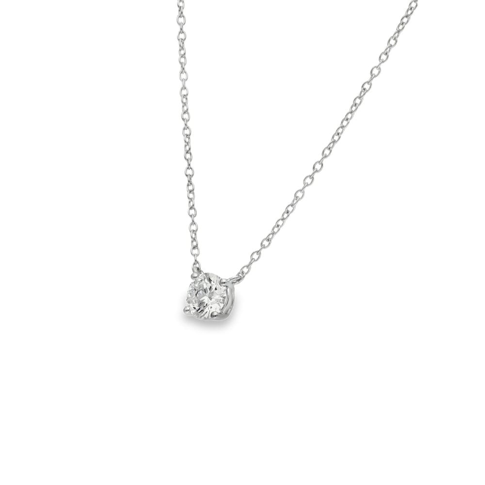 0.50ct White Gold Round-Cut Diamond Pendant & Chain - D/E/VS1