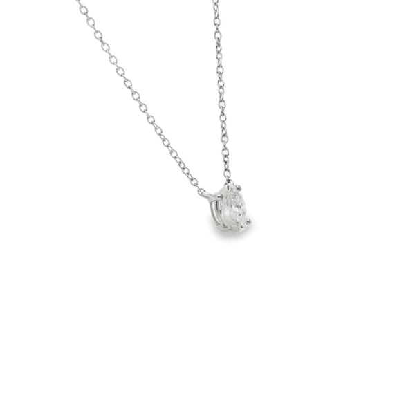 0.50ct White Gold Oval-Cut Diamond Pendant & Chain - D/E/VS1