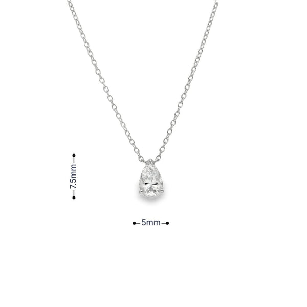 0.50ct White Gold Pear-Cut Diamond Pendant & Chain - D/E/VS1
