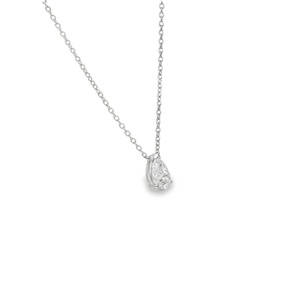 0.50ct White Gold Pear-Cut Diamond Pendant & Chain - D/E/VS1