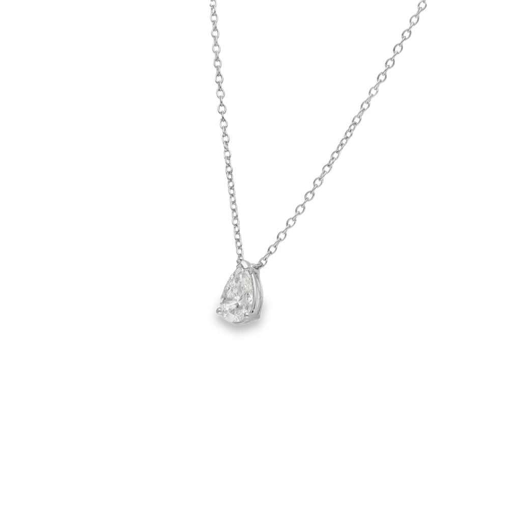 0.50ct White Gold Pear-Cut Diamond Pendant & Chain - D/E/VS1
