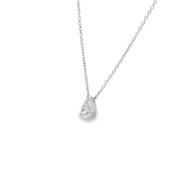 0.50ct White Gold Pear-Cut Diamond Pendant & Chain - D/E/VS1