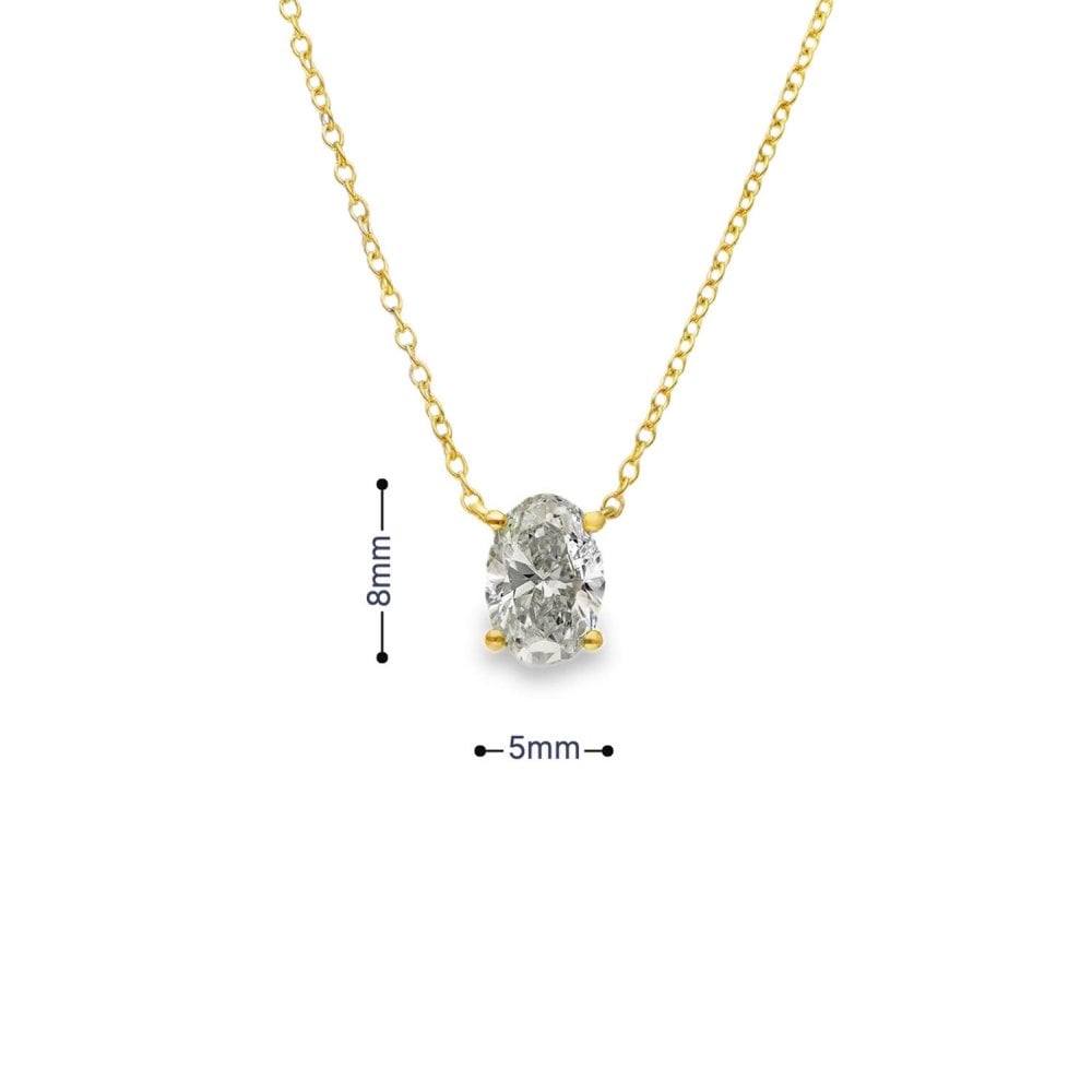 1.00ct Yellow Gold Oval-Cut Diamond Pendant & Chain - D/E/VS1