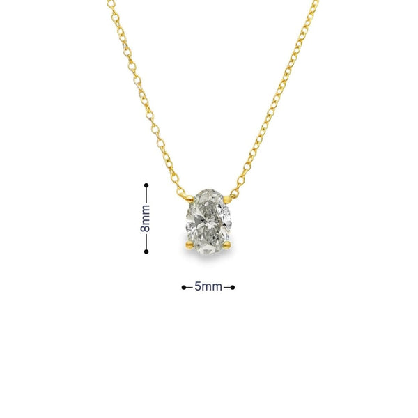 1.00ct Yellow Gold Oval-Cut Diamond Pendant & Chain - D/E/VS1