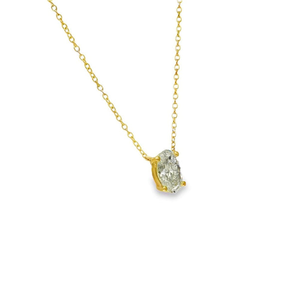 1.00ct Yellow Gold Oval-Cut Diamond Pendant & Chain - D/E/VS1