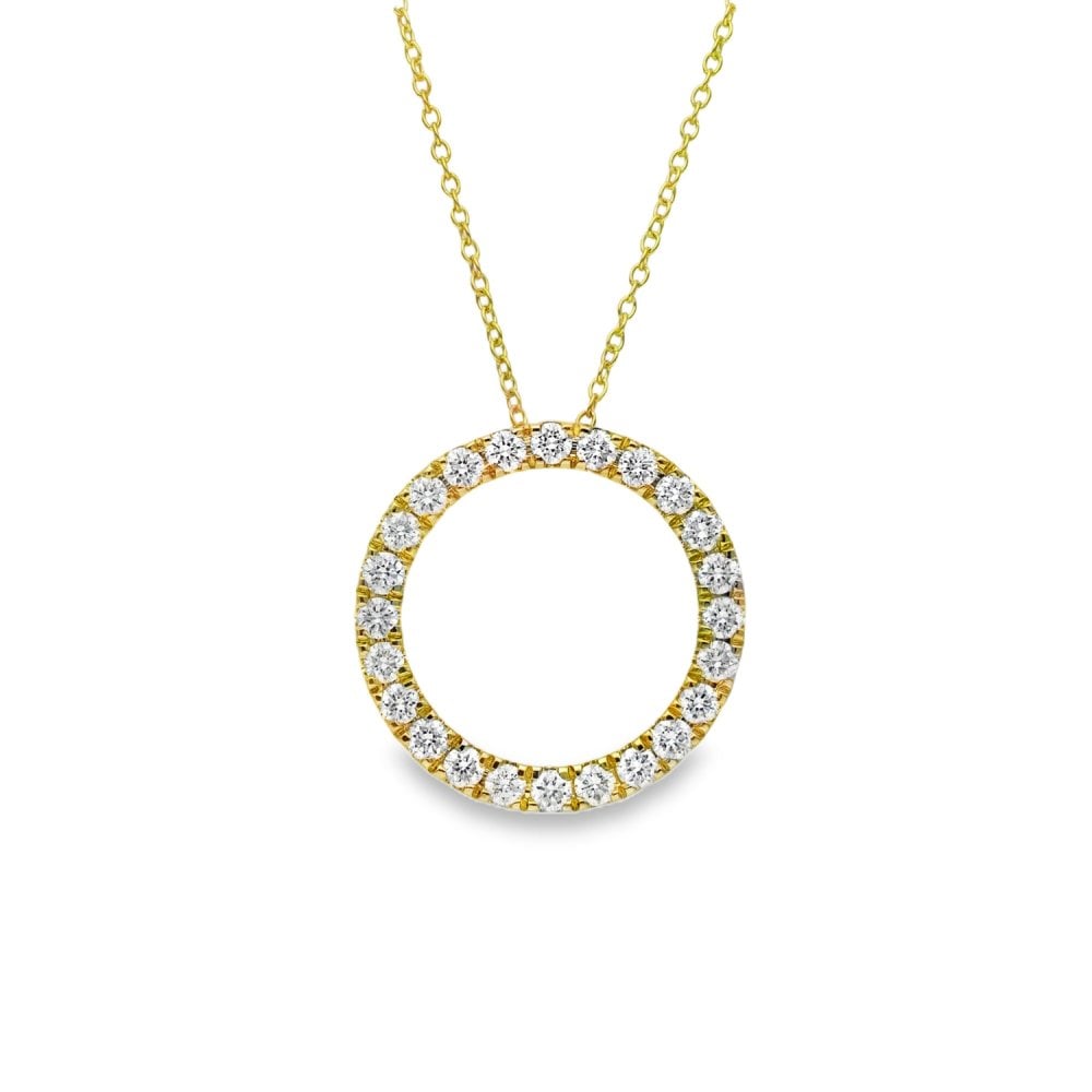 1.00ct Yellow Gold Open Circle Diamond Pendant & Chain - D/E/VS1