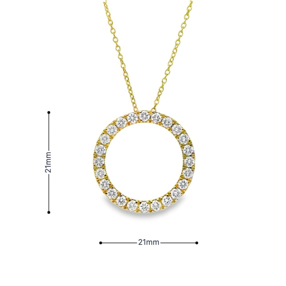 1.00ct Yellow Gold Open Circle Diamond Pendant & Chain - D/E/VS1
