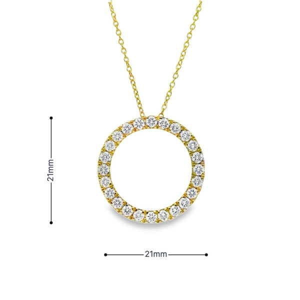 1.00ct Yellow Gold Open Circle Diamond Pendant & Chain - D/E/VS1