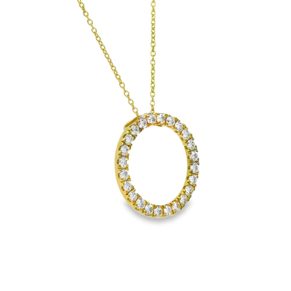 1.00ct Yellow Gold Open Circle Diamond Pendant & Chain - D/E/VS1