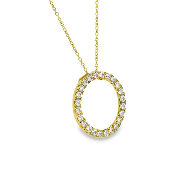 1.00ct Yellow Gold Open Circle Diamond Pendant & Chain - D/E/VS1