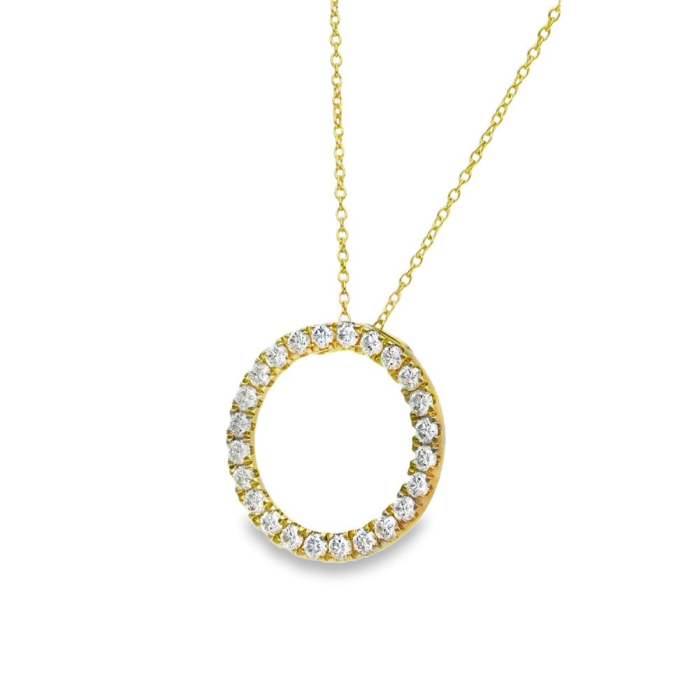 1.00ct Yellow Gold Open Circle Diamond Pendant & Chain - D/E/VS1