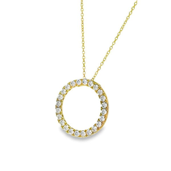 1.00ct Yellow Gold Open Circle Diamond Pendant & Chain - D/E/VS1