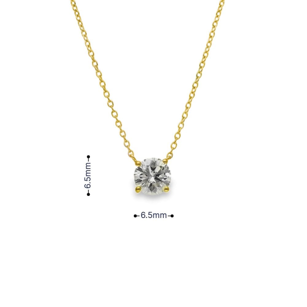 1.00ct Yellow Gold Round-Cut Diamond Pendant & Chain - D/E/VS1