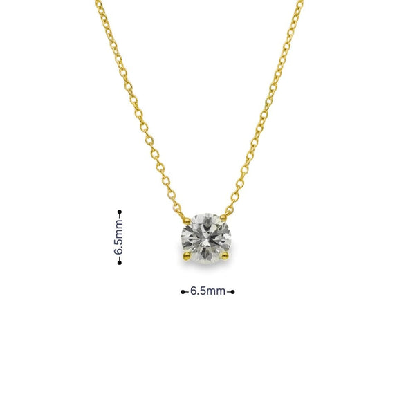 1.00ct Yellow Gold Round-Cut Diamond Pendant & Chain - D/E/VS1