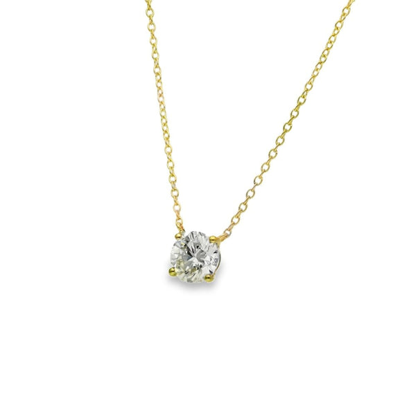 1.00ct Yellow Gold Round-Cut Diamond Pendant & Chain - D/E/VS1
