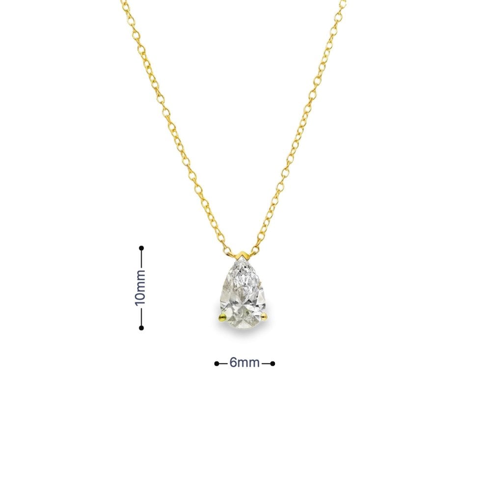 1.00ct Yellow Gold Pear-Cut Diamond Pendant & Chain - D/E/VS1