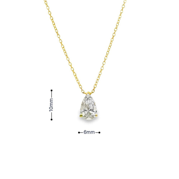 1.00ct Yellow Gold Pear-Cut Diamond Pendant & Chain - D/E/VS1
