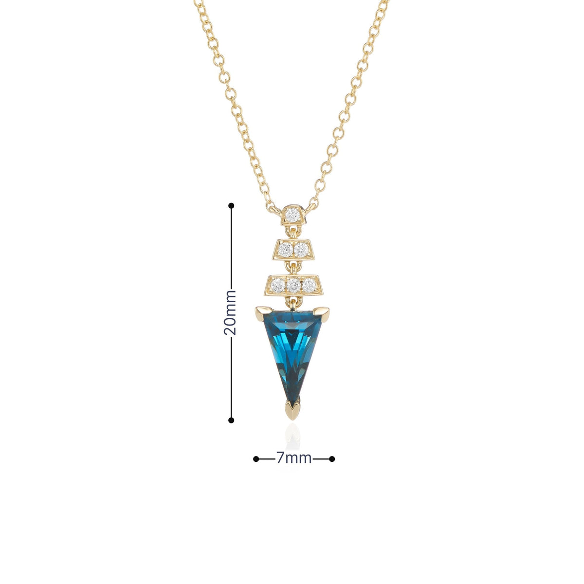 9ct Yellow Gold London Blue Topaz & Diamond Pendant & Chain