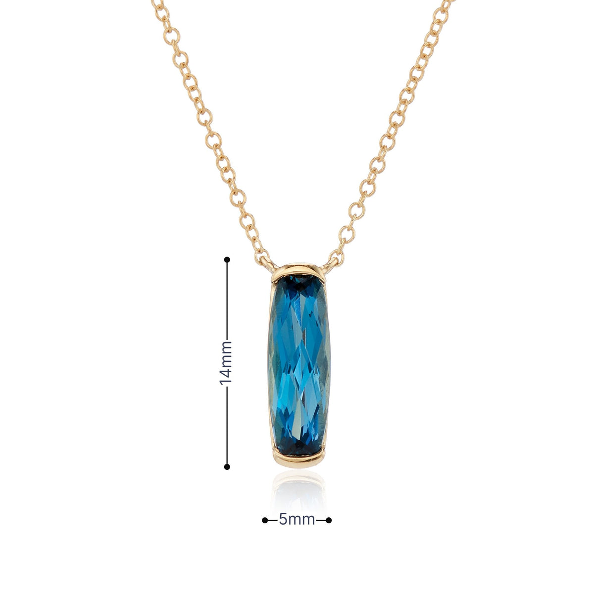 9ct Yellow Gold London Blue Topaz Pendant & Necklace - 16/18"