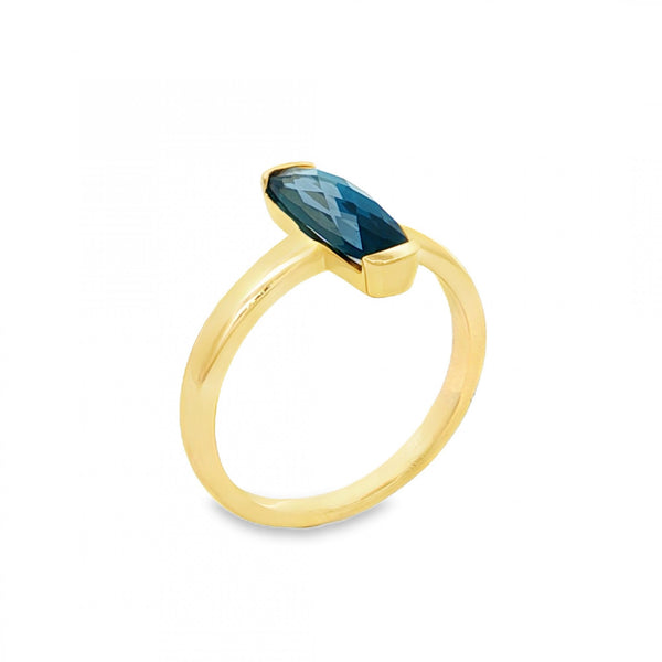 9ct Yellow Gold London Blue Topaz Ring - Size M - 1.66ct