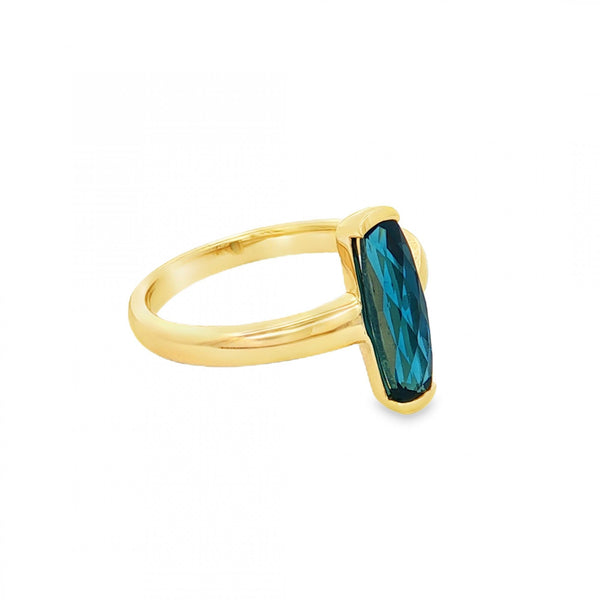 9ct Yellow Gold London Blue Topaz Ring - Size M - 1.66ct