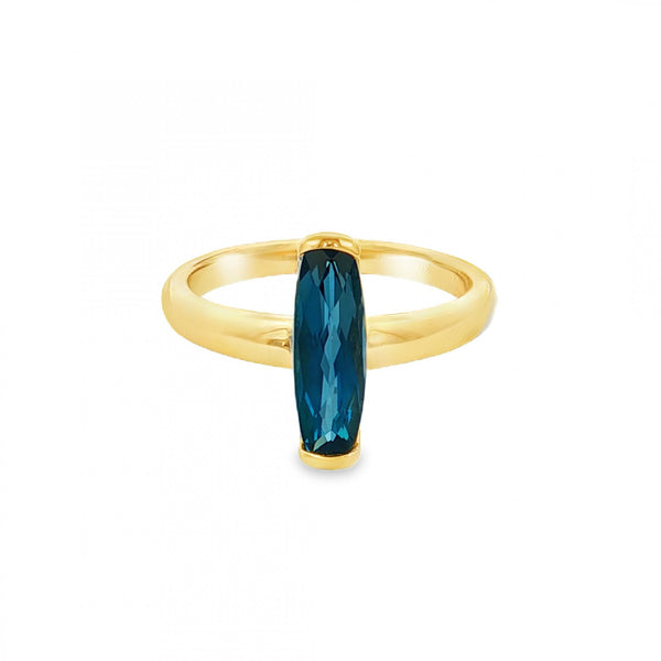 9ct Yellow Gold London Blue Topaz Ring - Size M - 1.66ct