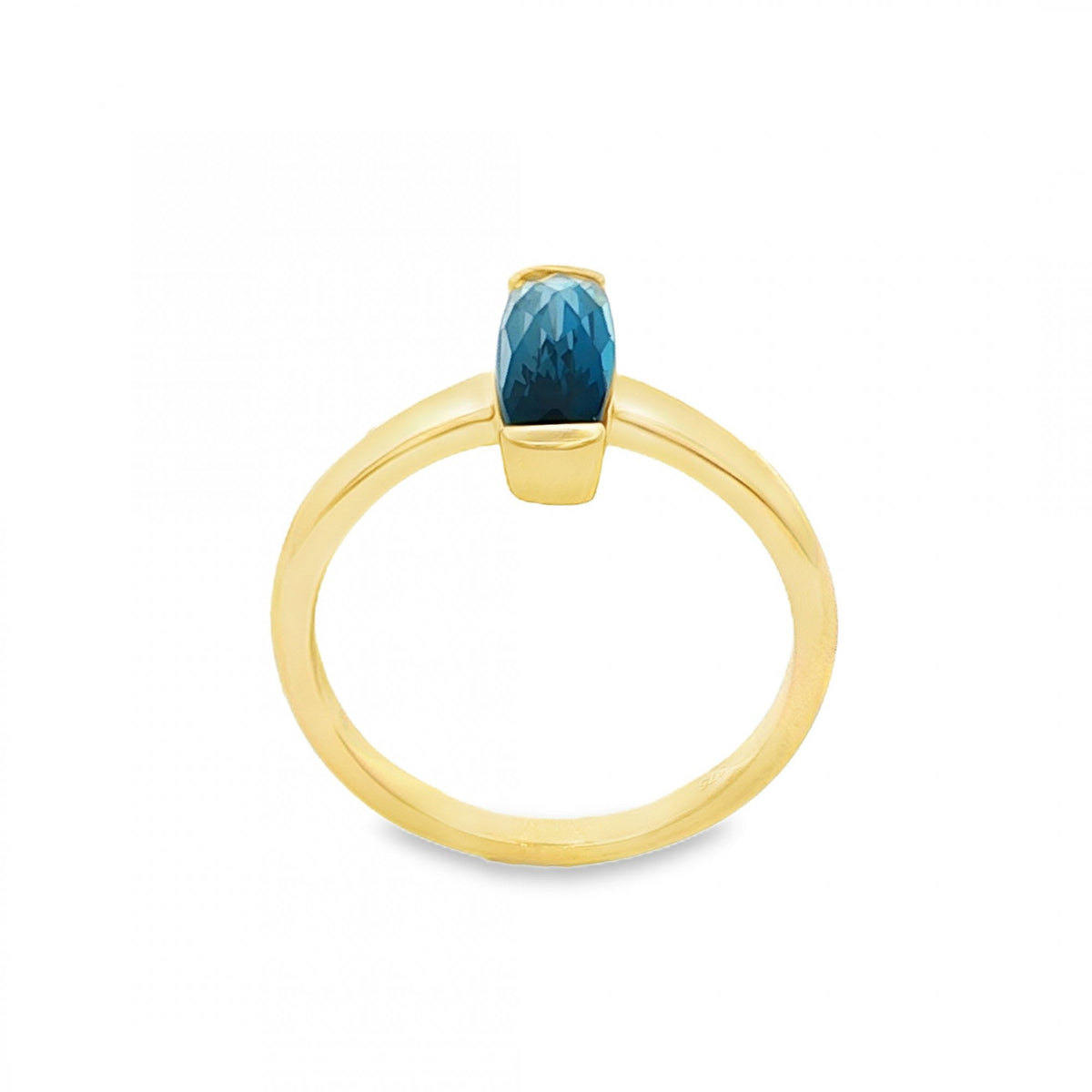 9ct Yellow Gold London Blue Topaz Ring - Size M - 1.66ct