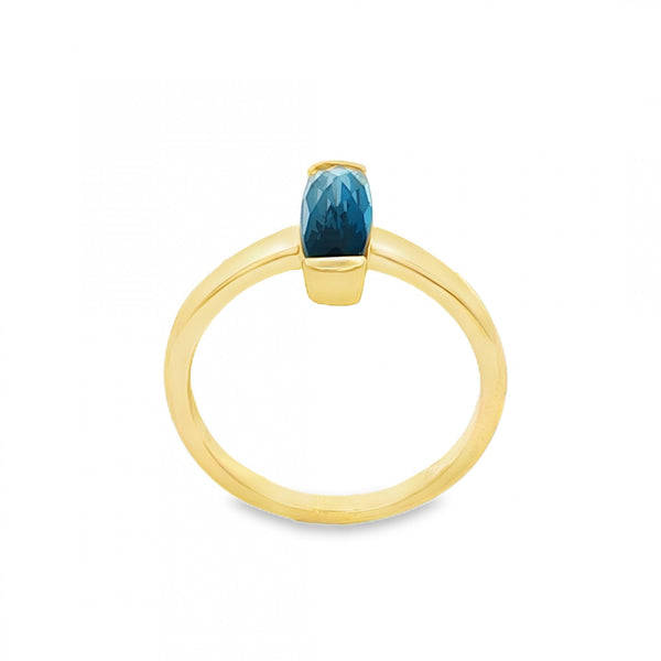 9ct Yellow Gold London Blue Topaz Ring - Size M - 1.66ct