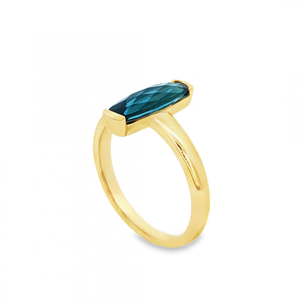 9ct Yellow Gold London Blue Topaz Ring - Size M - 1.66ct
